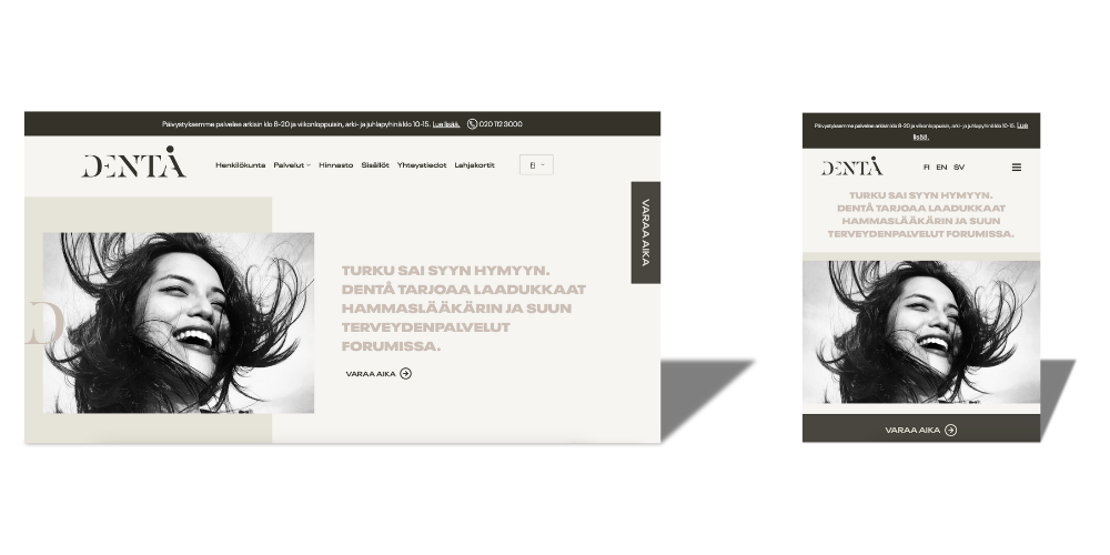 Etusivu 5 Denta etusivu mobiili ja laptop
